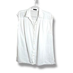 ATM White Cotton Button Down Blouse Size Medium